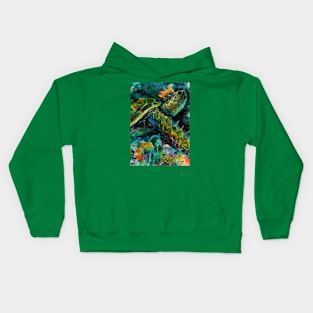 Sea God Green Turtle Kids Hoodie